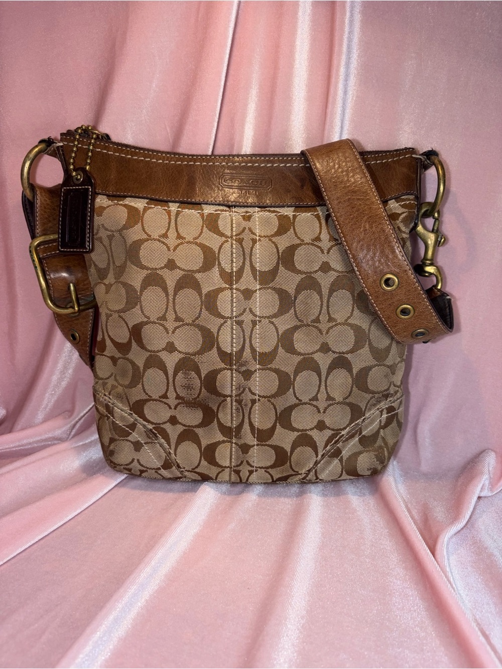 Vintage Authentic 2006 Coach Signature Canvas Crossbody | 10403